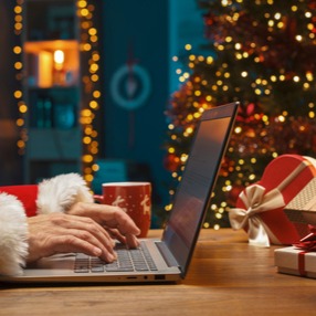 holiday laptop santa on website