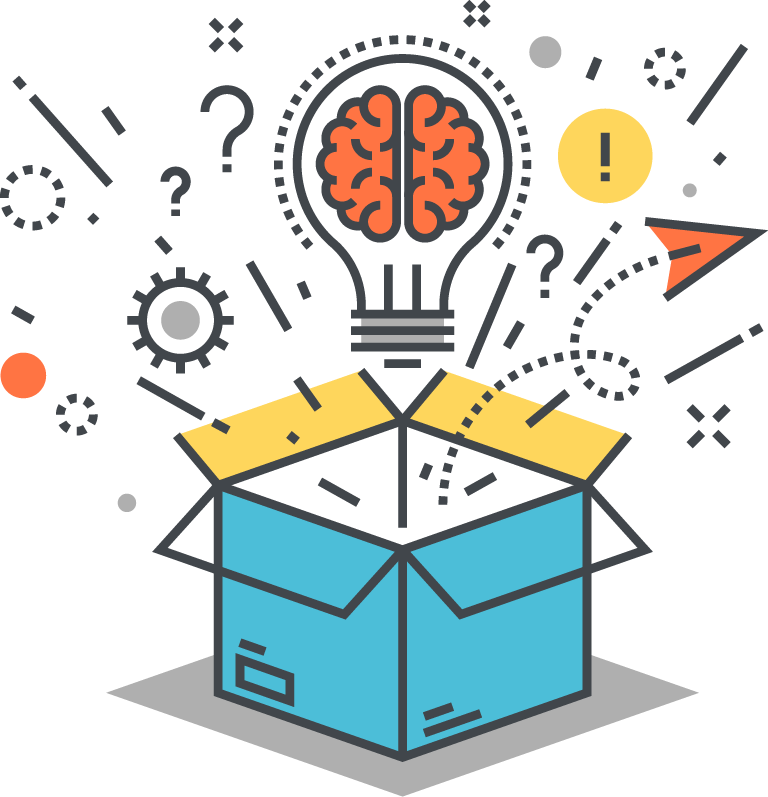 search marketing box faq with lightbulb