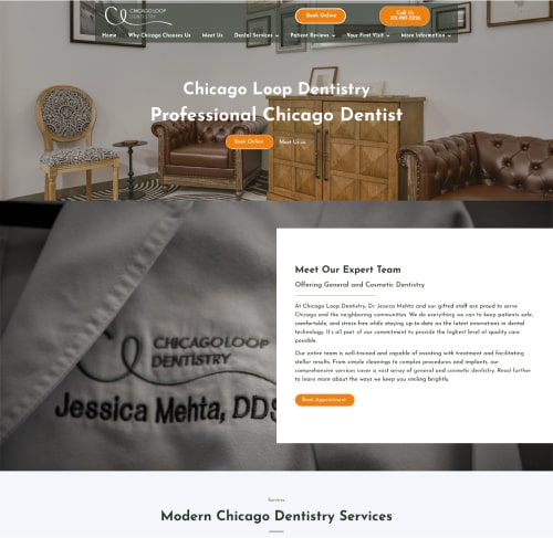 Chicago Loop Dentistry home webpage on desktop.