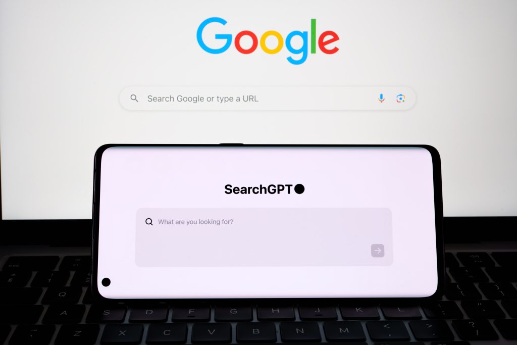 searchgpt open on phone under google logo